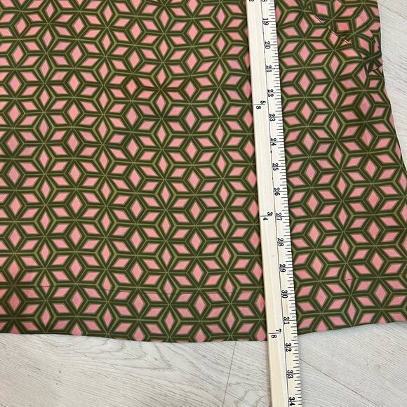 Fossil Pink Green Geometric Business Casual 3/4 Sleeve Shift Mini Dress, Small - Picture 10 of 12